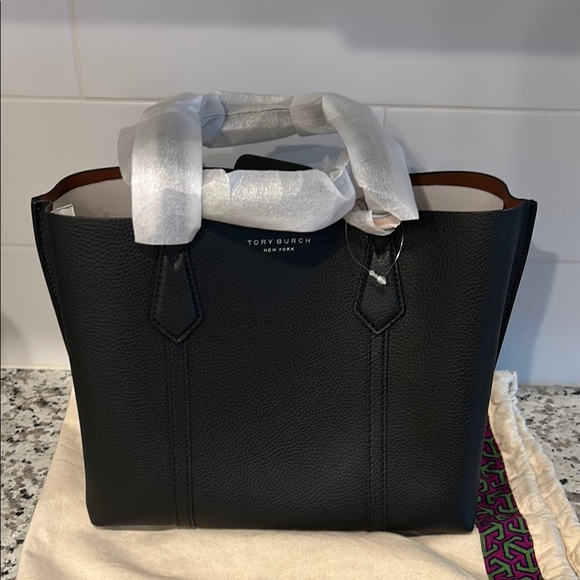 Tory Burch Handbags - Tory Burch Small Perry Black Leather Tote